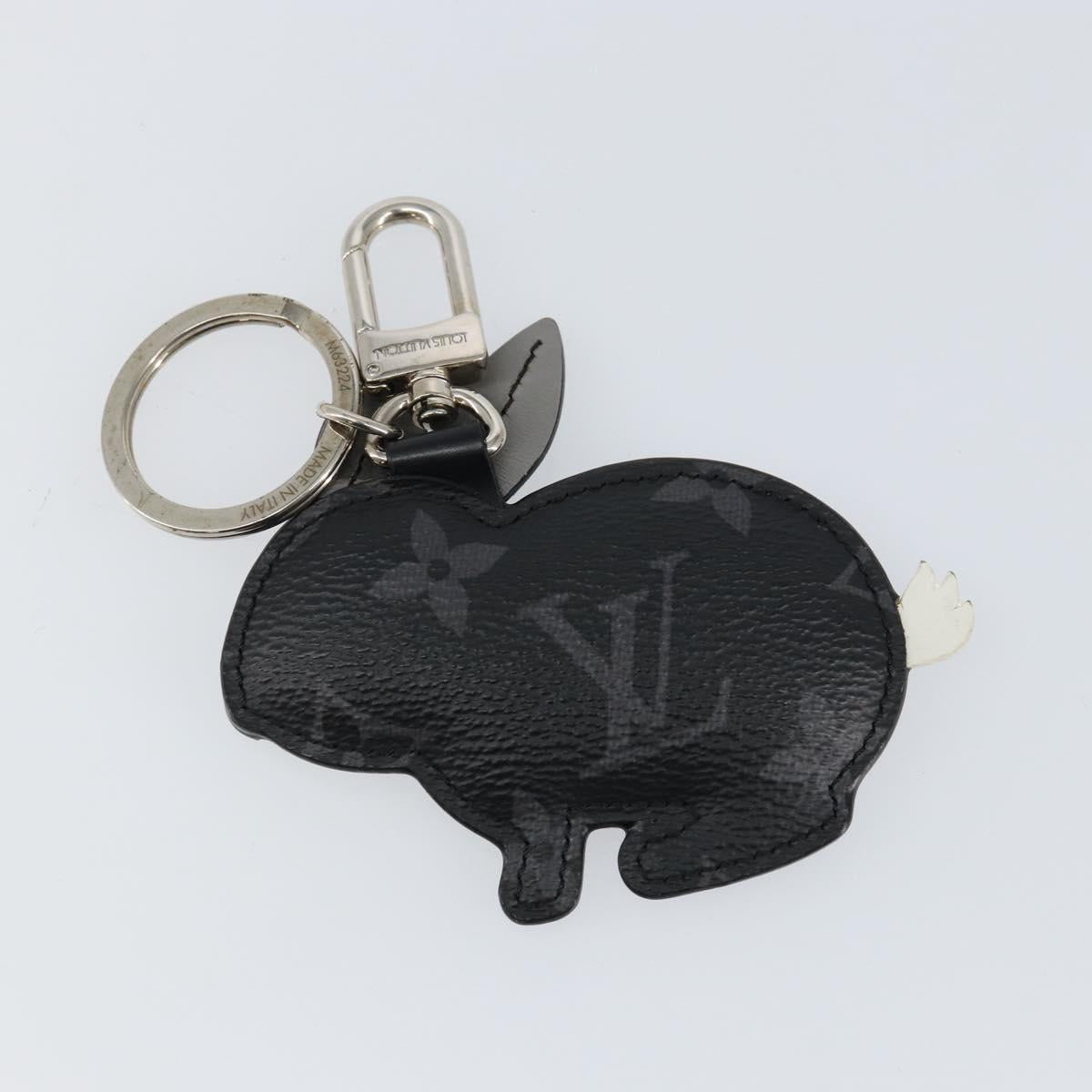 LOUIS VUITTON Monogram Eclipse Porte Cles Animal Rabbit Charm M63224 Auth 145705