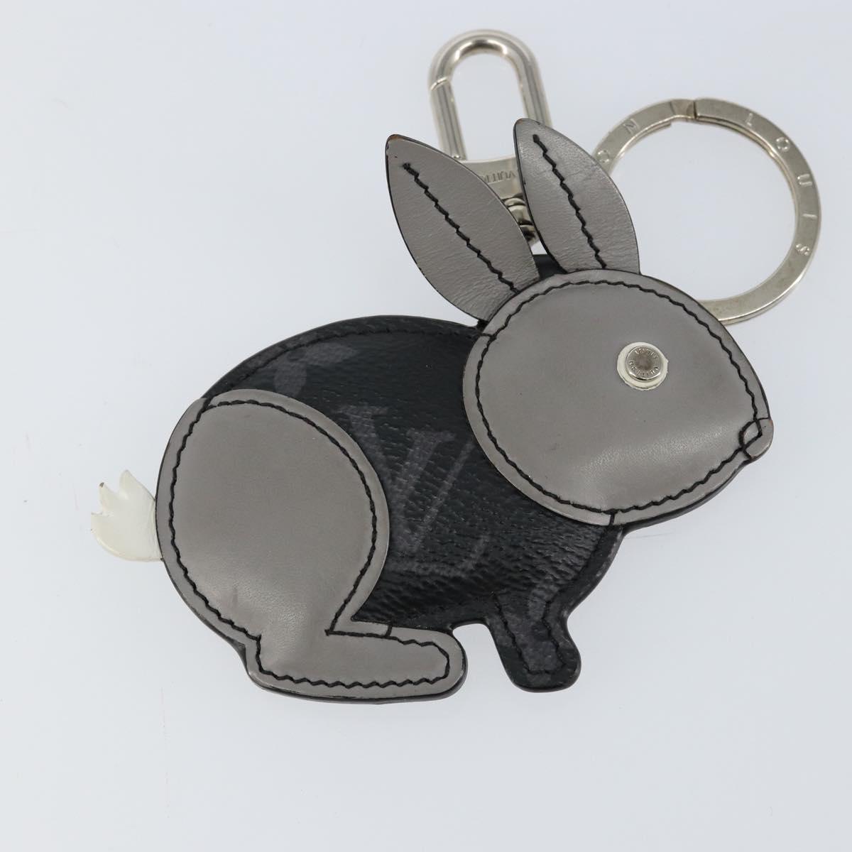 LOUIS VUITTON Monogram Eclipse Porte Cles Animal Rabbit Charm M63224 Auth 145705
