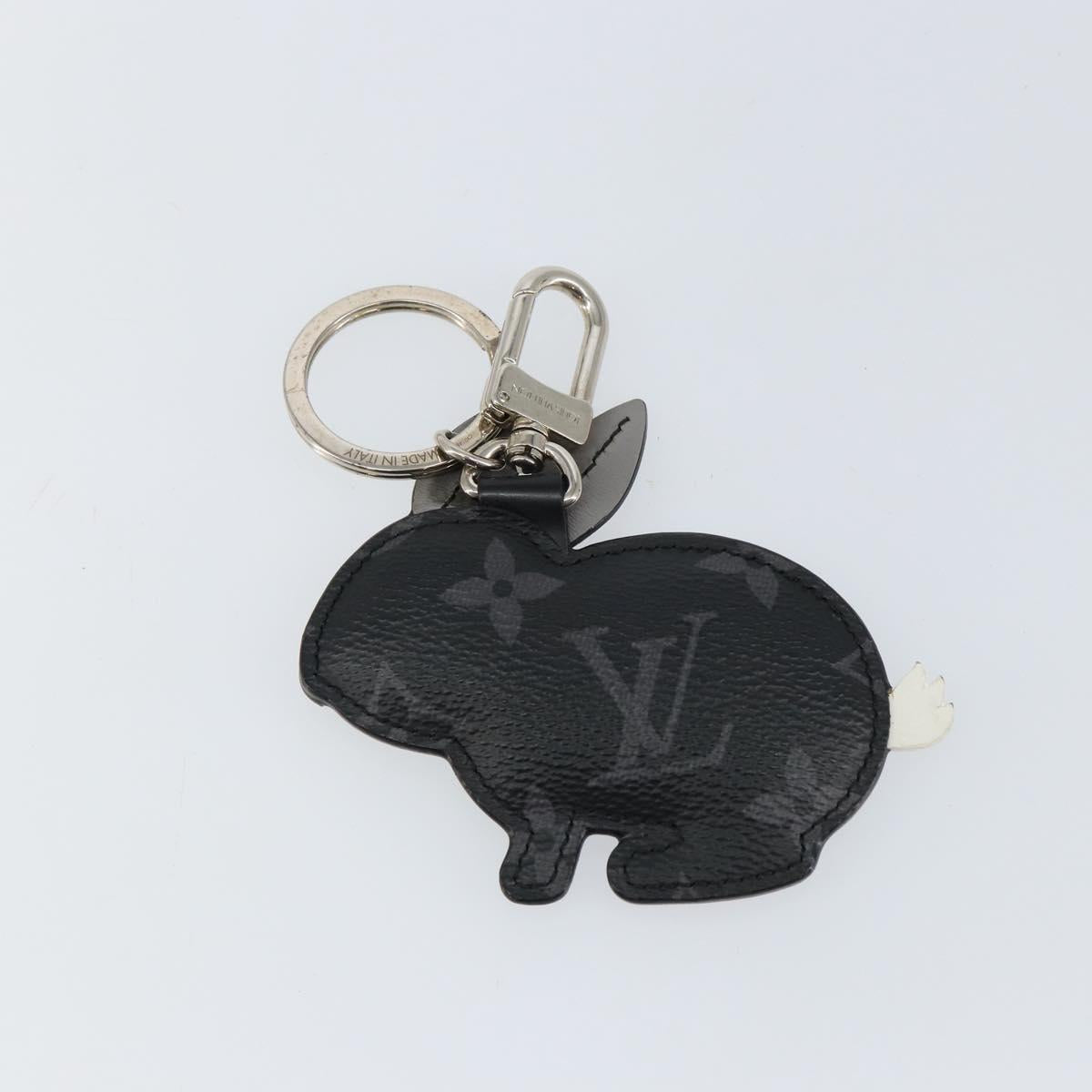 LOUIS VUITTON Monogram Eclipse Porte Cles Animal Rabbit Charm M63224 Auth 145705