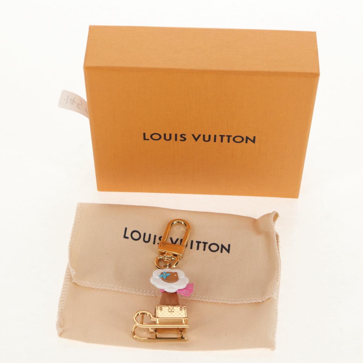 LOUIS VUITTON Porte Cles Petula Red Key Holder metal Gold M01437 Auth 145711SAM