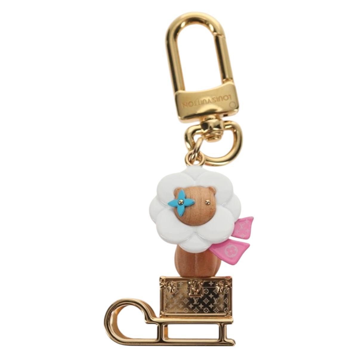 LOUIS VUITTON Porte Cles Petula Red Key Holder metal Gold M01437 Auth 145711SAM