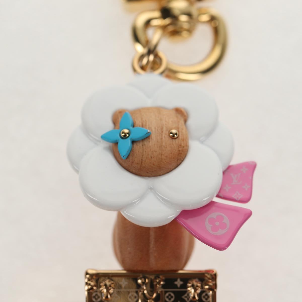 LOUIS VUITTON Porte Cles Petula Red Key Holder metal Gold M01437 Auth 145711SAM