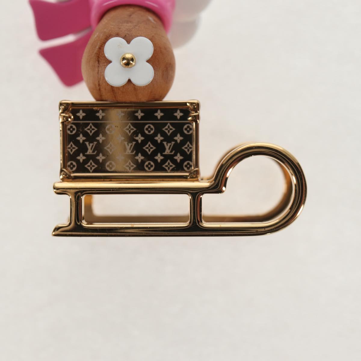 LOUIS VUITTON Porte Cles Petula Red Key Holder metal Gold M01437 Auth 145711SAM