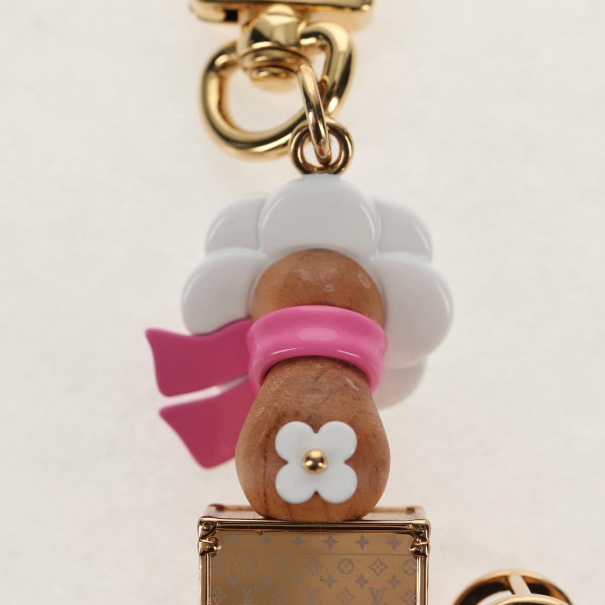 LOUIS VUITTON Porte Cles Petula Red Key Holder metal Gold M01437 Auth 145711SAM