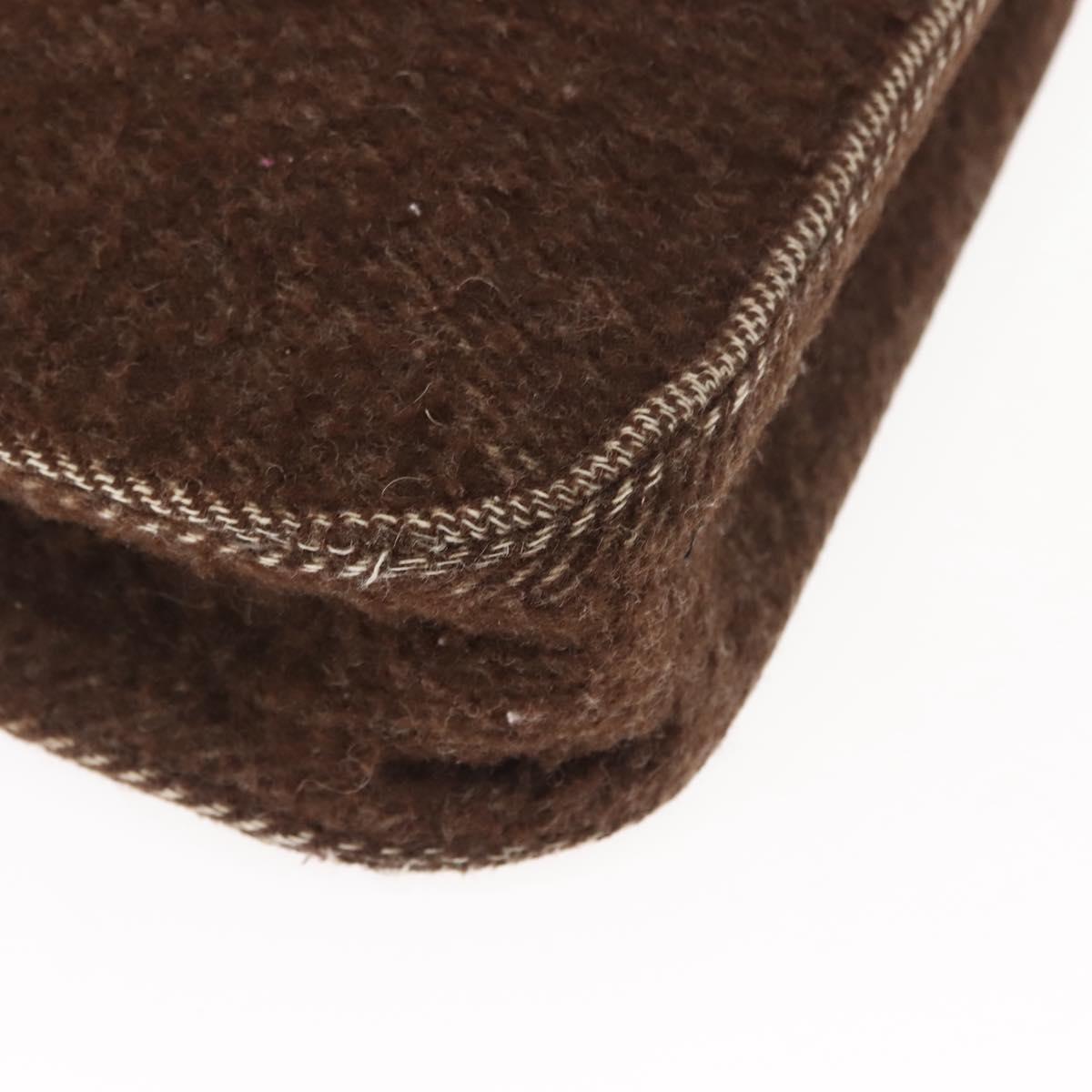 CHANEL Tote Bag Wool Brown CC Auth 145717