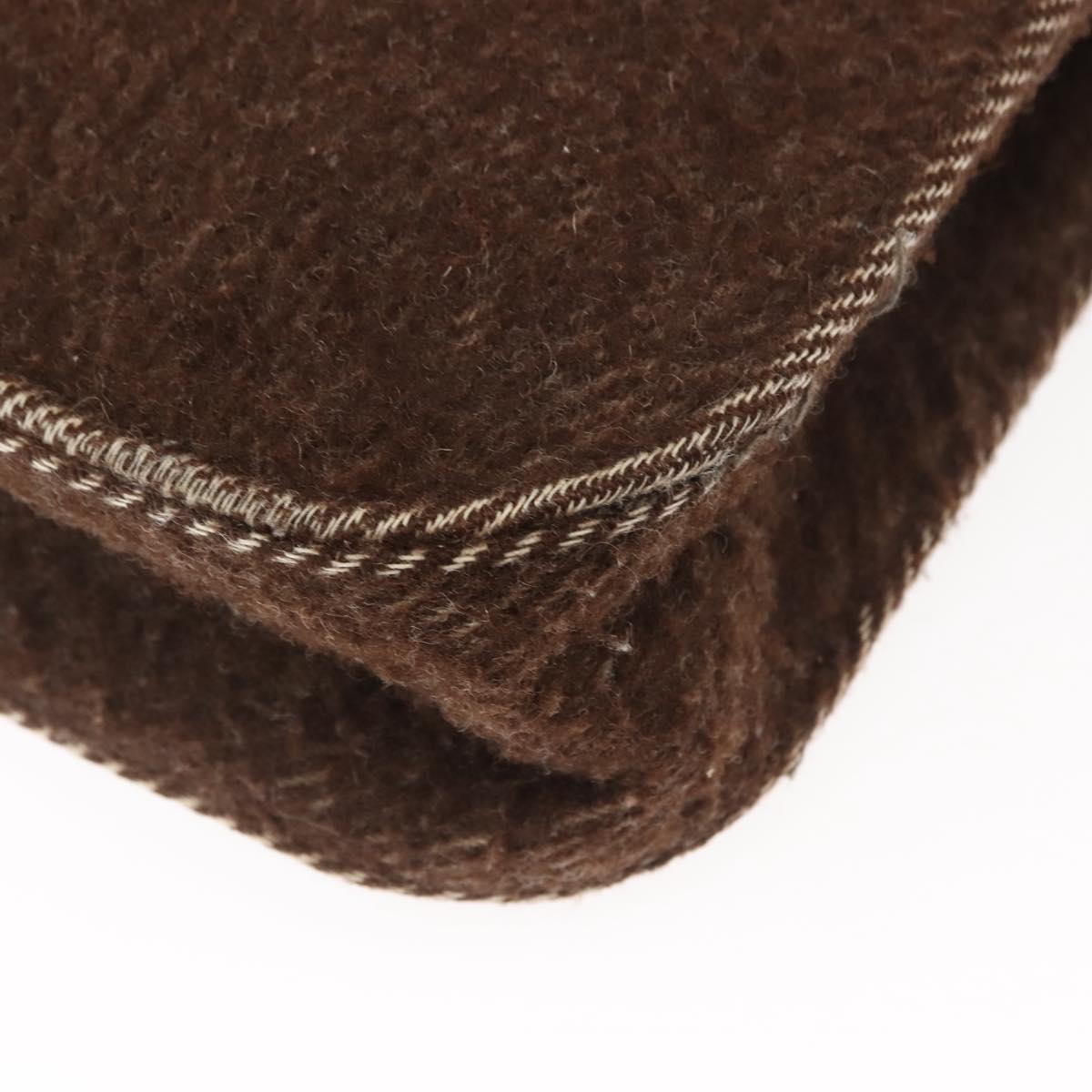 CHANEL Tote Bag Wool Brown CC Auth 145717