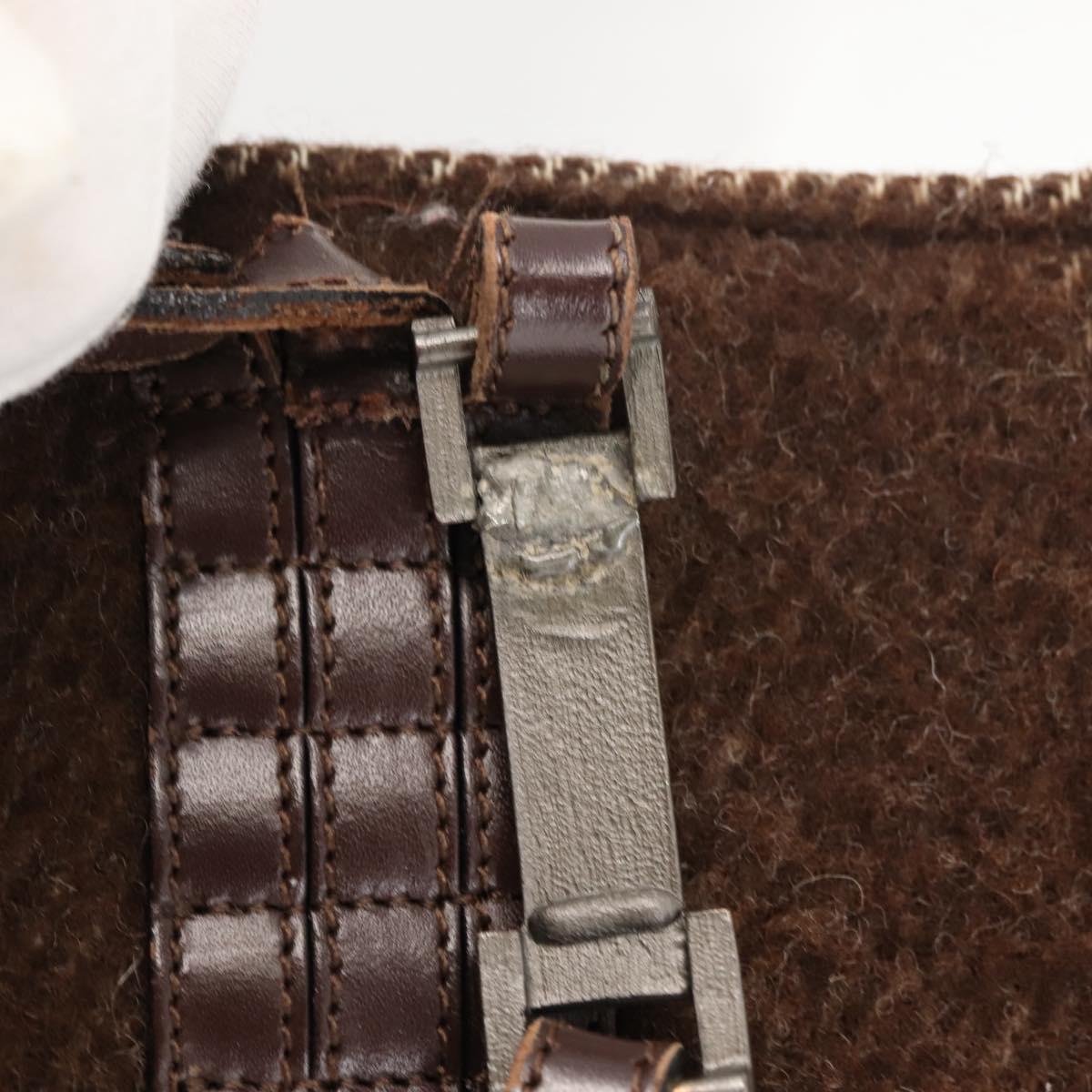 CHANEL Tote Bag Wool Brown CC Auth 145717