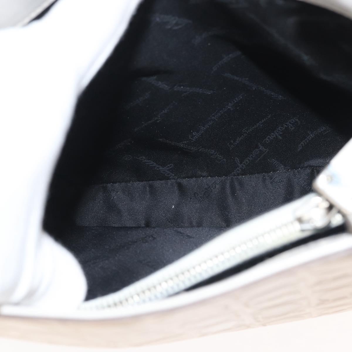 Salvatore Ferragamo Gancini Tote Bag Leather Beige Silver Auth 145755