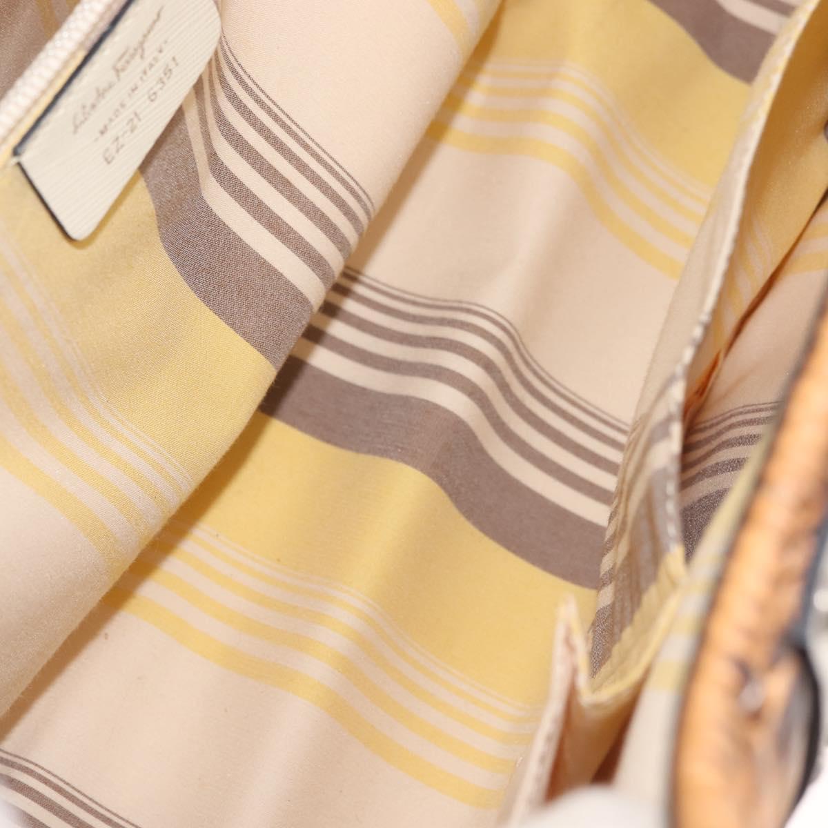 Salvatore Ferragamo Gancini Tote Bag Rattan Brown Silver Auth 145756