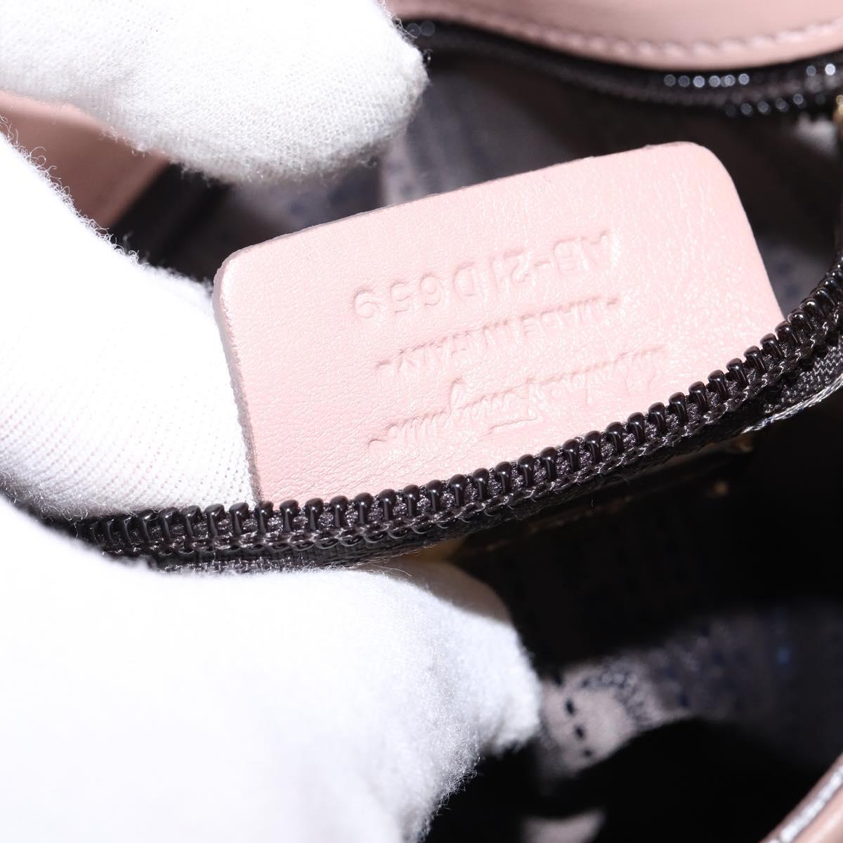 Salvatore Ferragamo Gancini Chain Shoulder Bag Leather Beige Gold Auth 145757