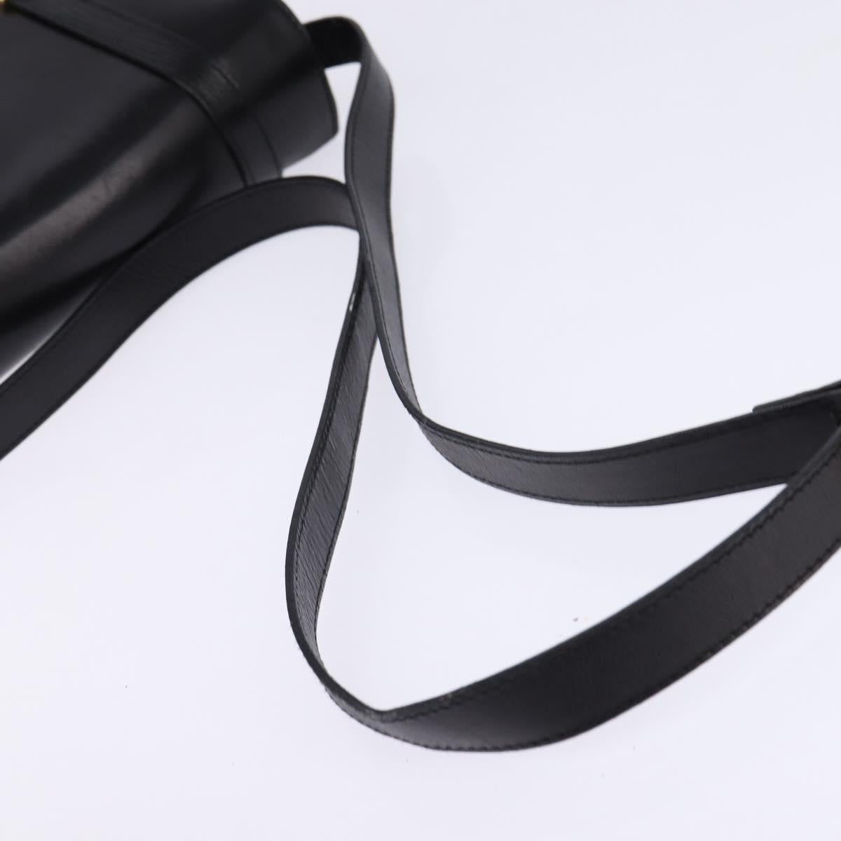 Salvatore Ferragamo Gancini Shoulder Bag Leather Black Gold Auth 145758