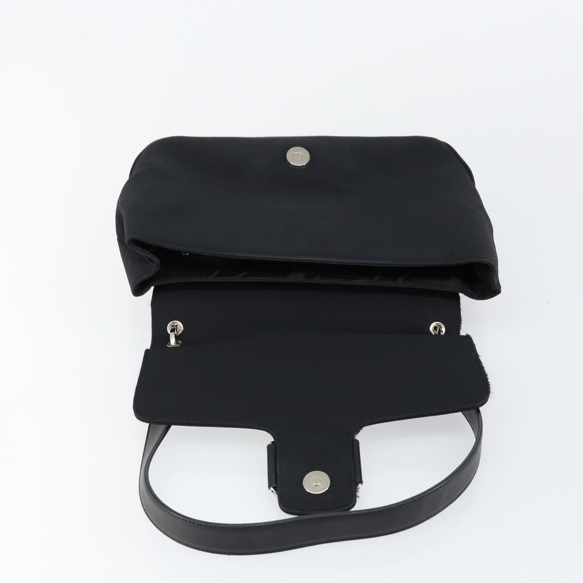 Salvatore Ferragamo Vala Shoulder Bag Leather Black Silver Auth 145759