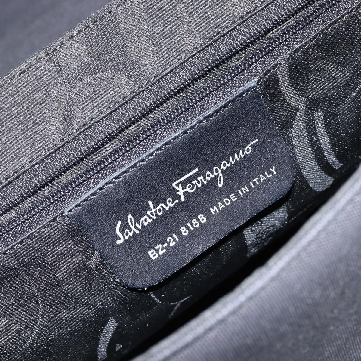 Salvatore Ferragamo Vala Shoulder Bag Leather Black Silver Auth 145759