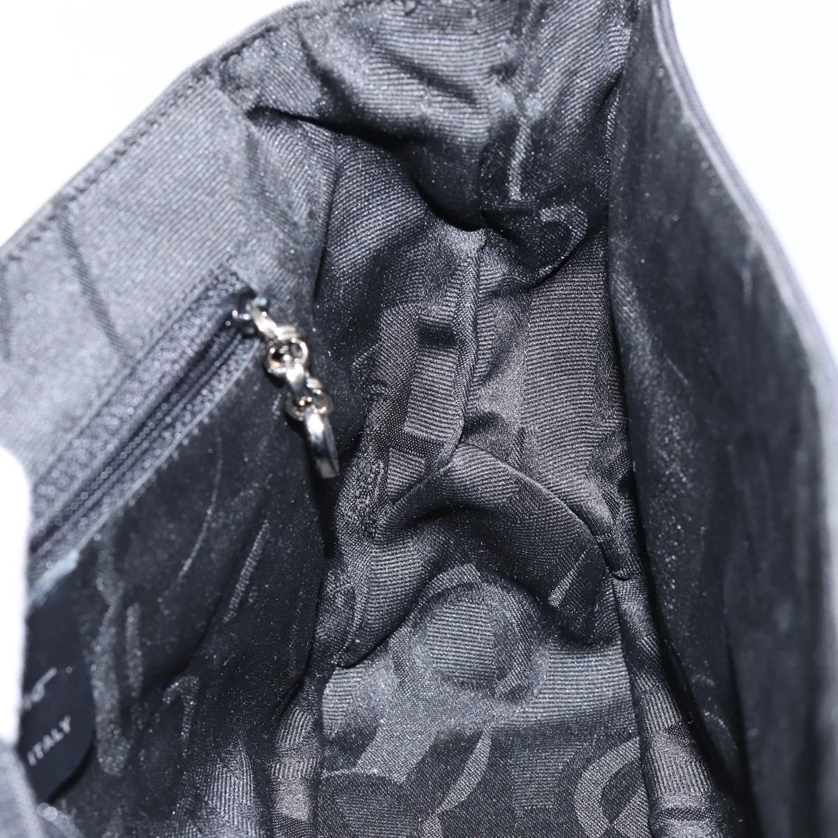 Salvatore Ferragamo Vala Shoulder Bag Leather Black Silver Auth 145759