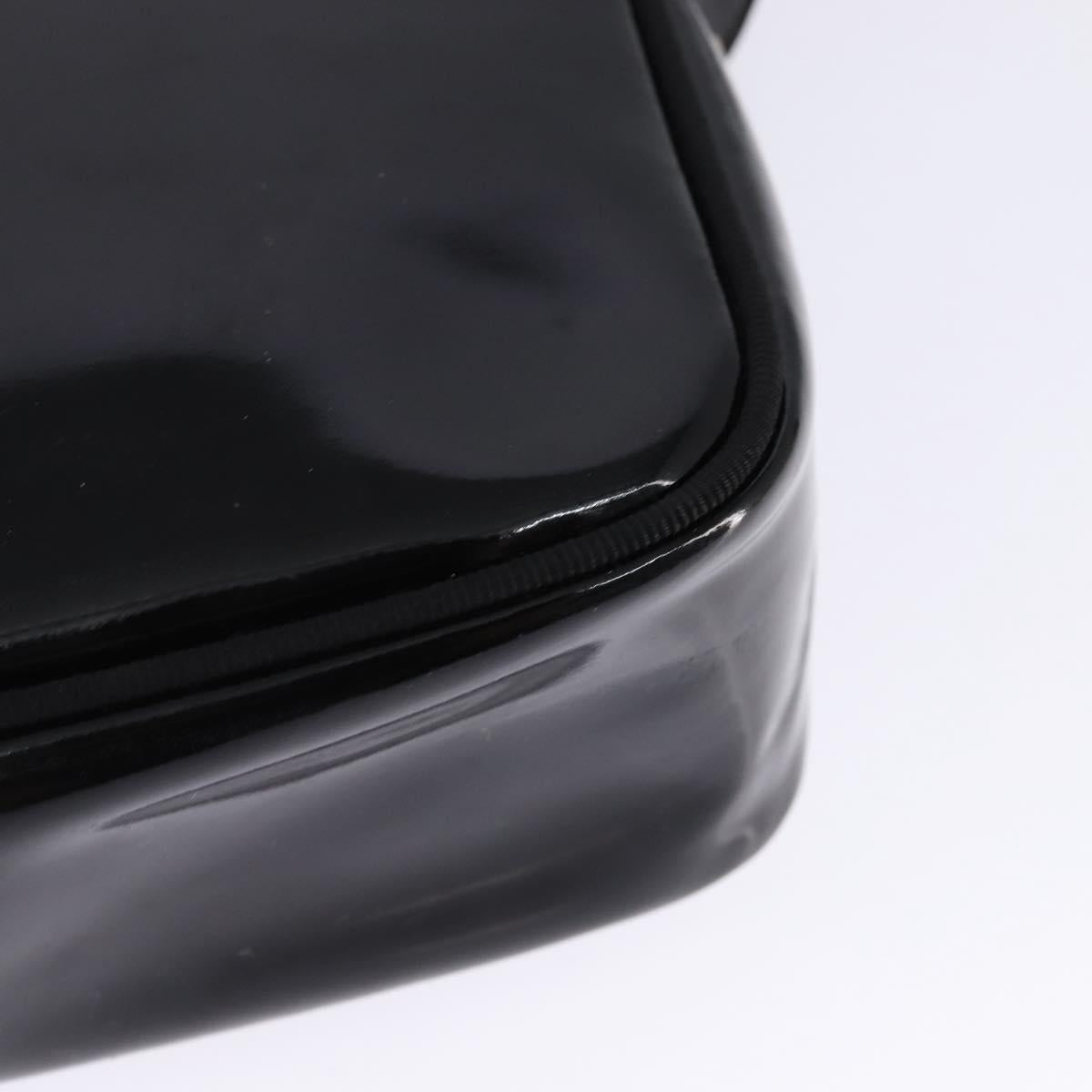 Salvatore Ferragamo Vala Shoulder Bag Enamel Black Gold Auth 145760