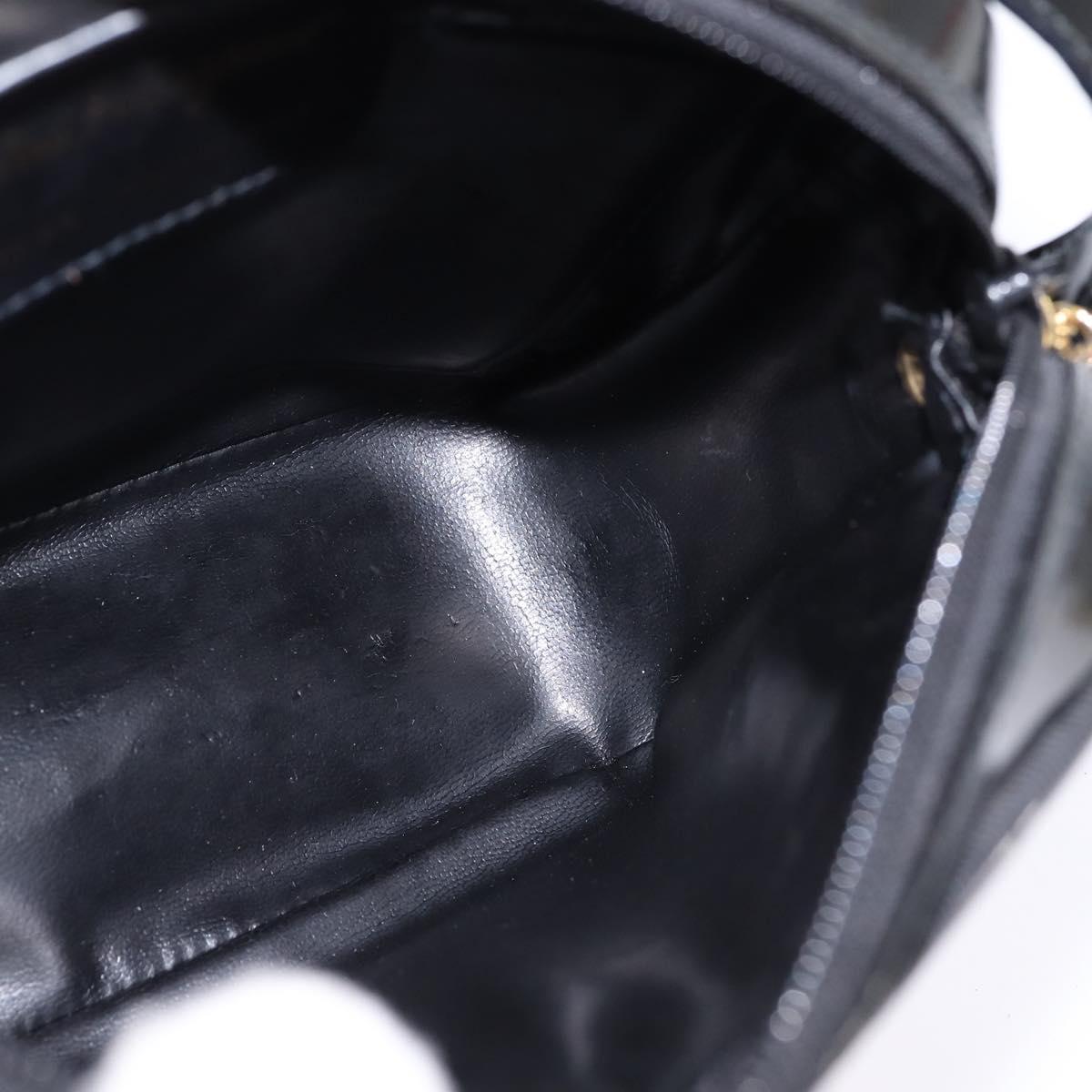 Salvatore Ferragamo Vala Shoulder Bag Enamel Black Gold Auth 145760