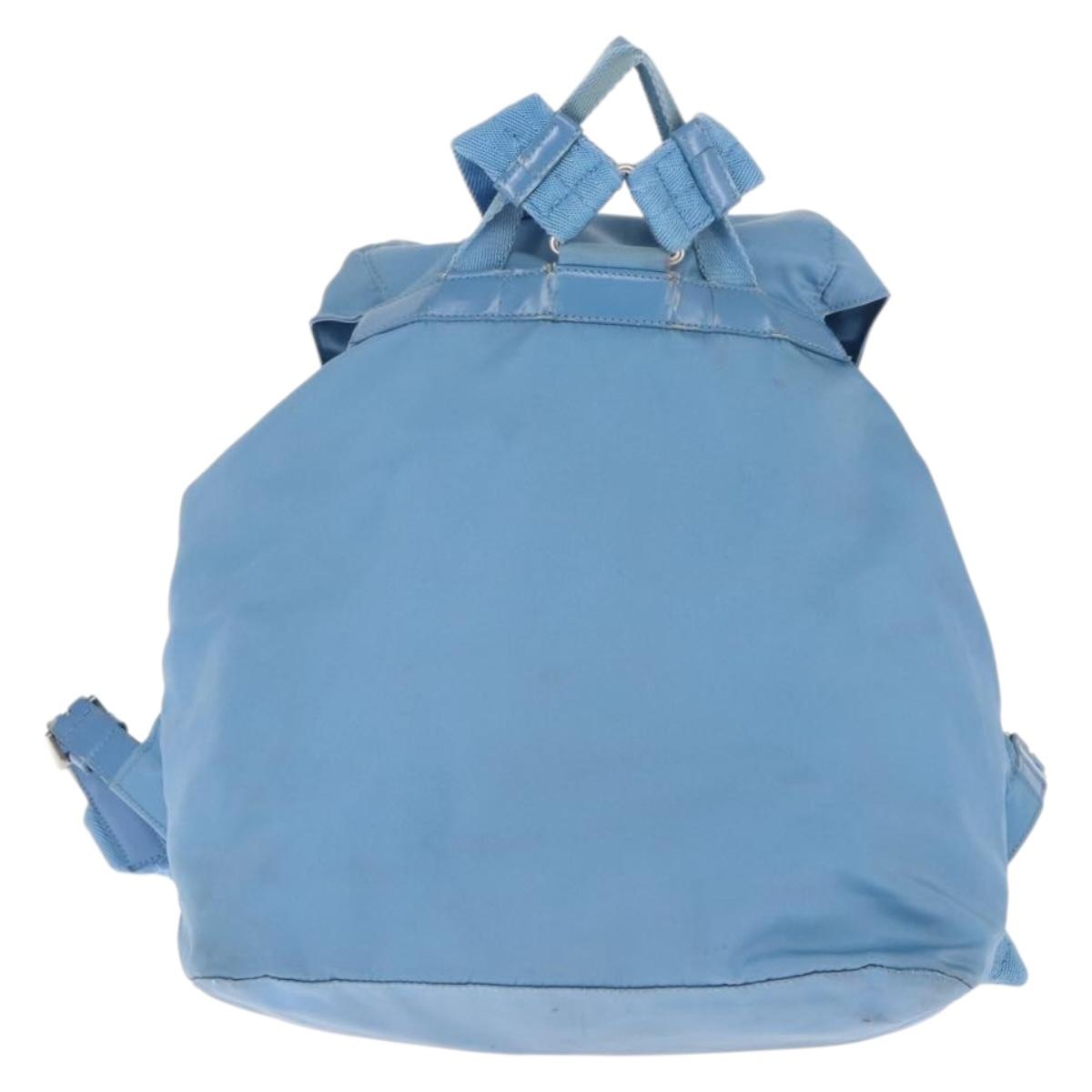 PRADA Backpack Nylon Light Blue Silver Auth 145764