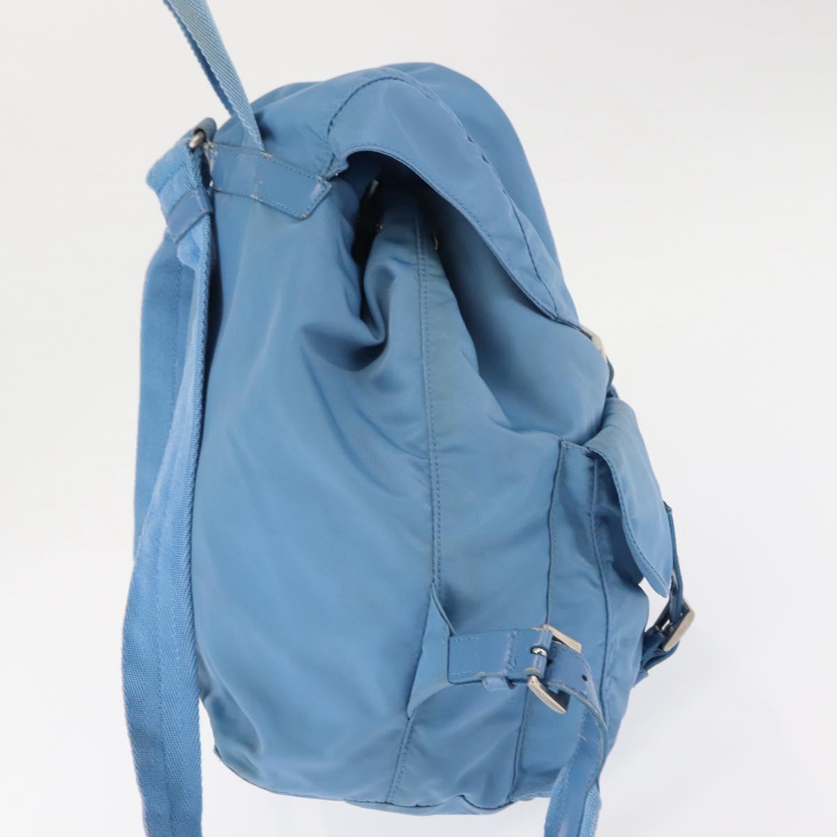 PRADA Backpack Nylon Light Blue Silver Auth 145764