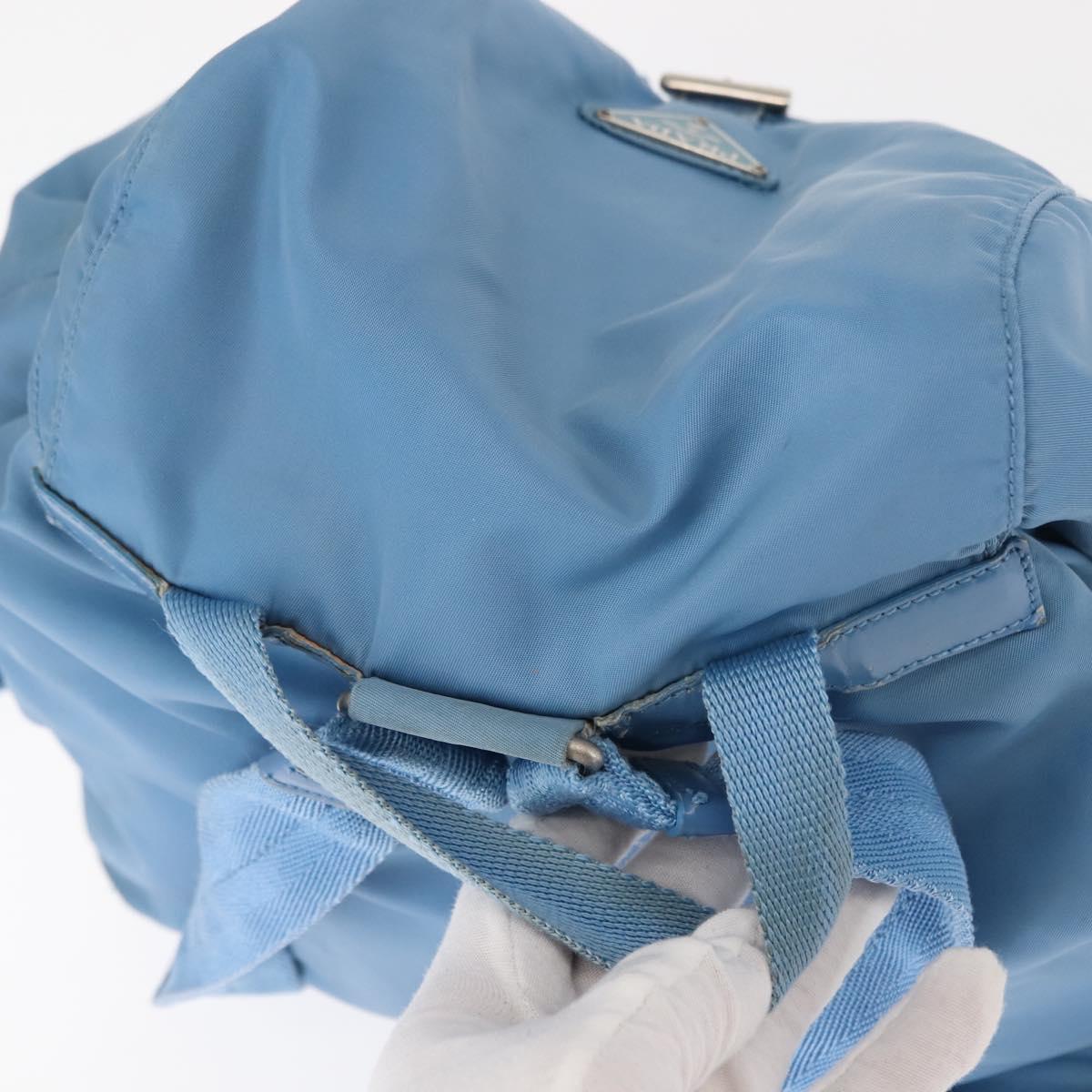 PRADA Backpack Nylon Light Blue Silver Auth 145764