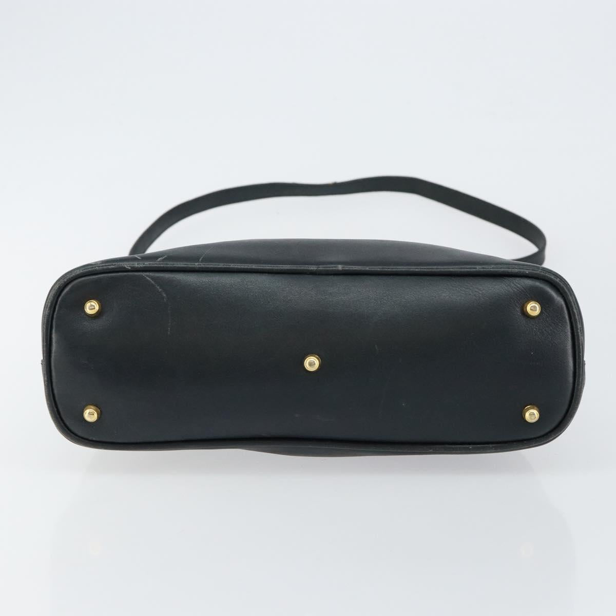 GUCCI Bamboo Hand Bag Leather 2way Navy Gold 000 2058 0290 0 Auth 145765