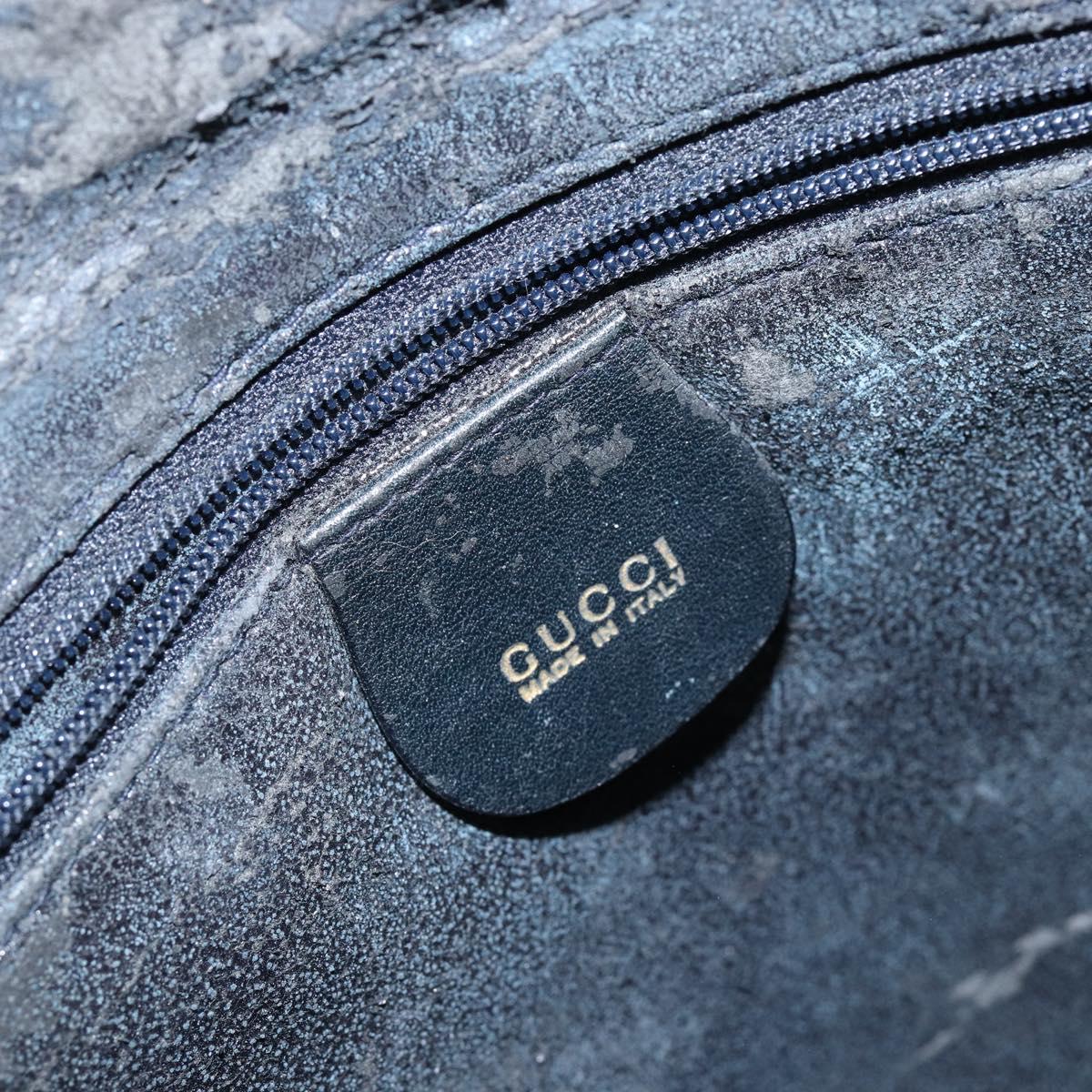 GUCCI Bamboo Hand Bag Leather 2way Navy Gold 000 2058 0290 0 Auth 145765