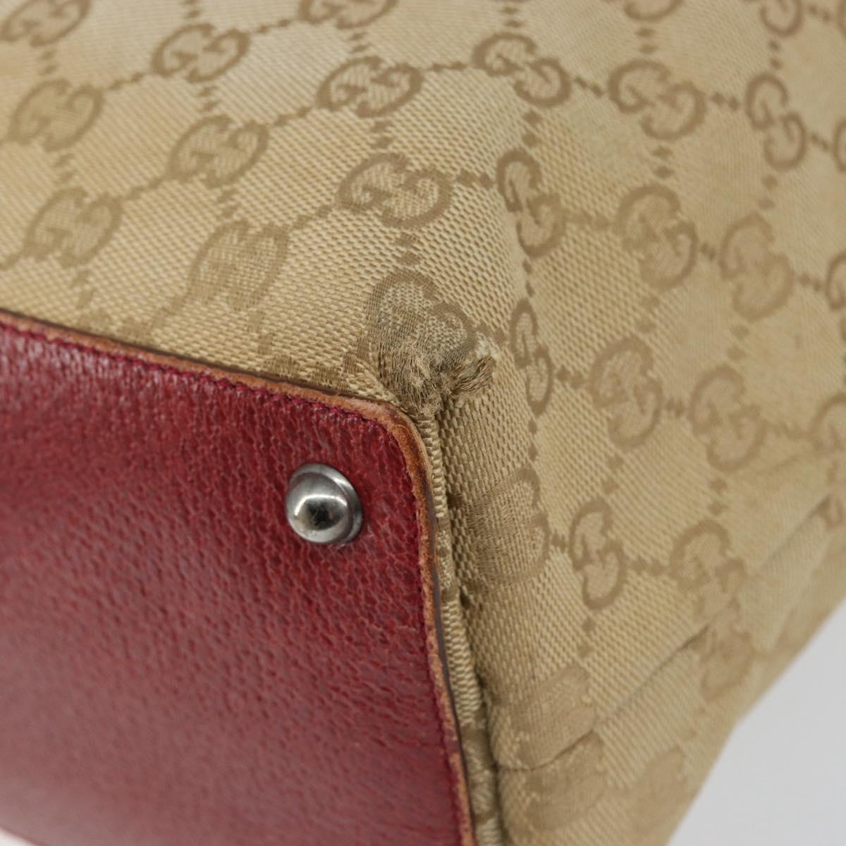 GUCCI GG Canvas Tote Bag Beige Silver 120836 Auth 145766