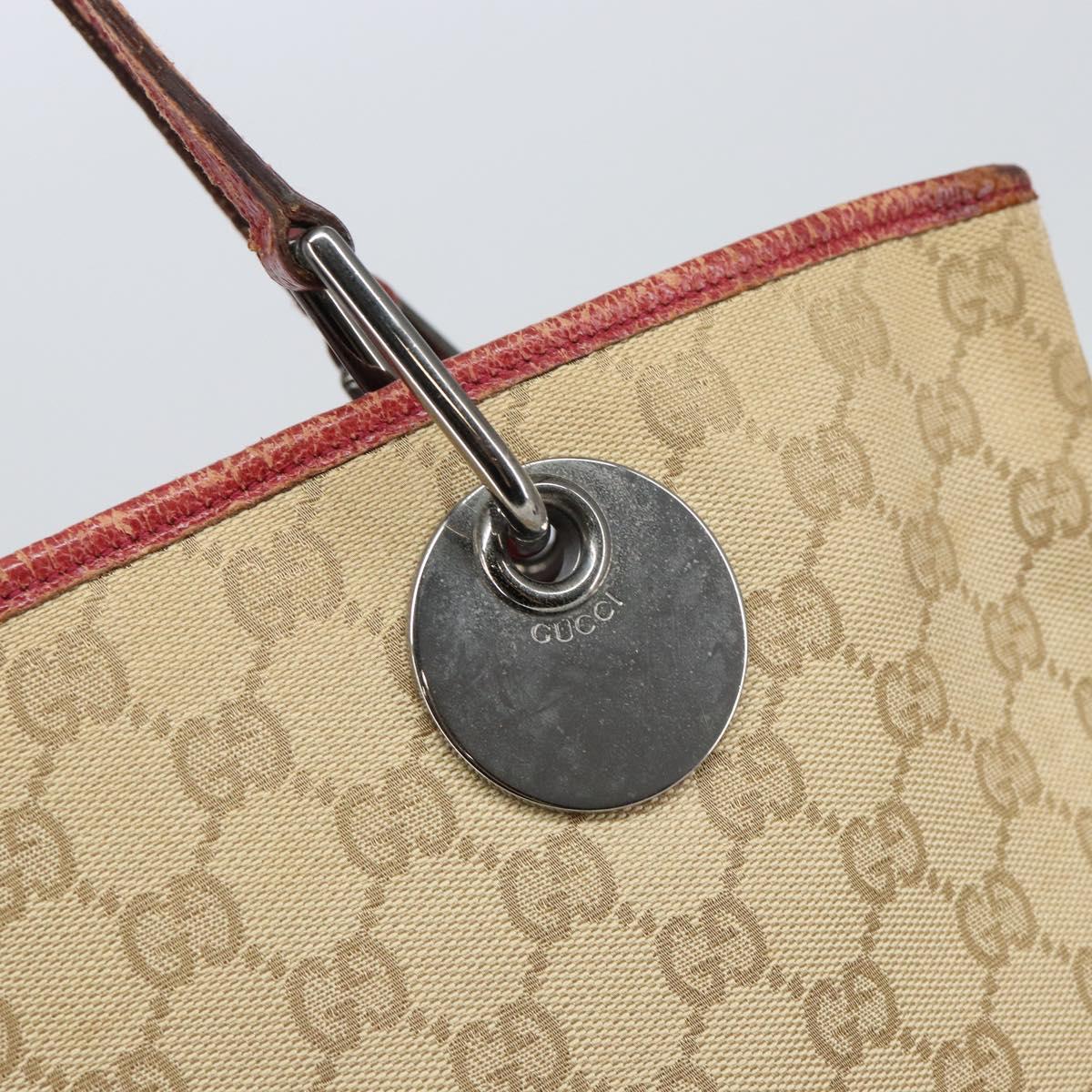 GUCCI GG Canvas Tote Bag Beige Silver 120836 Auth 145766