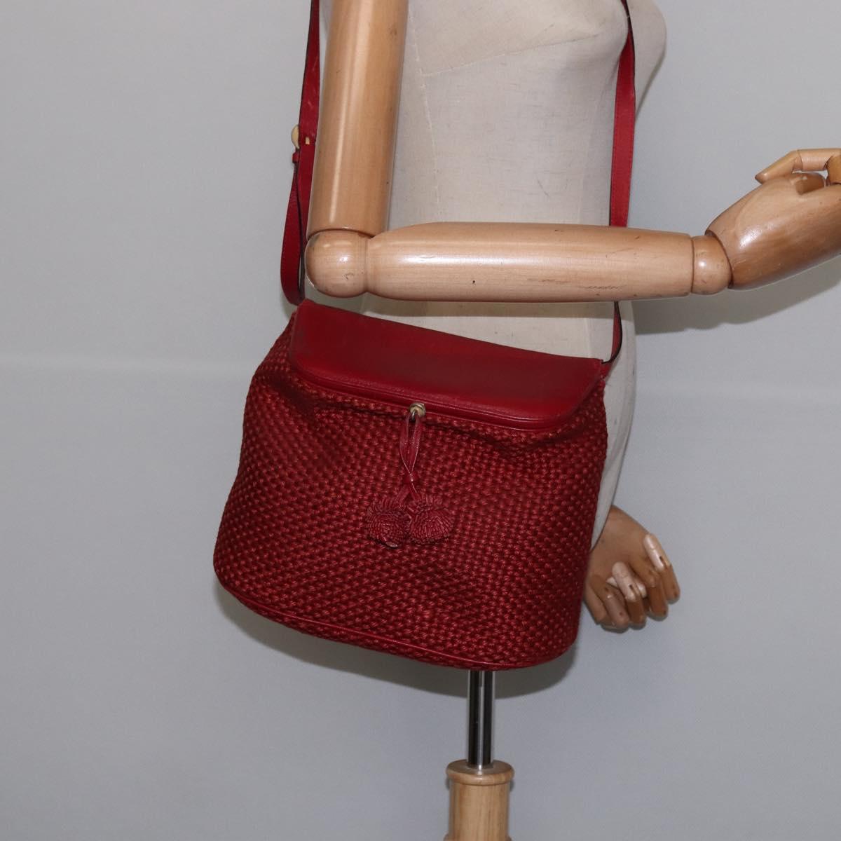 BOTTEGA VENETA Shoulder Bag Wool Red Auth 145768