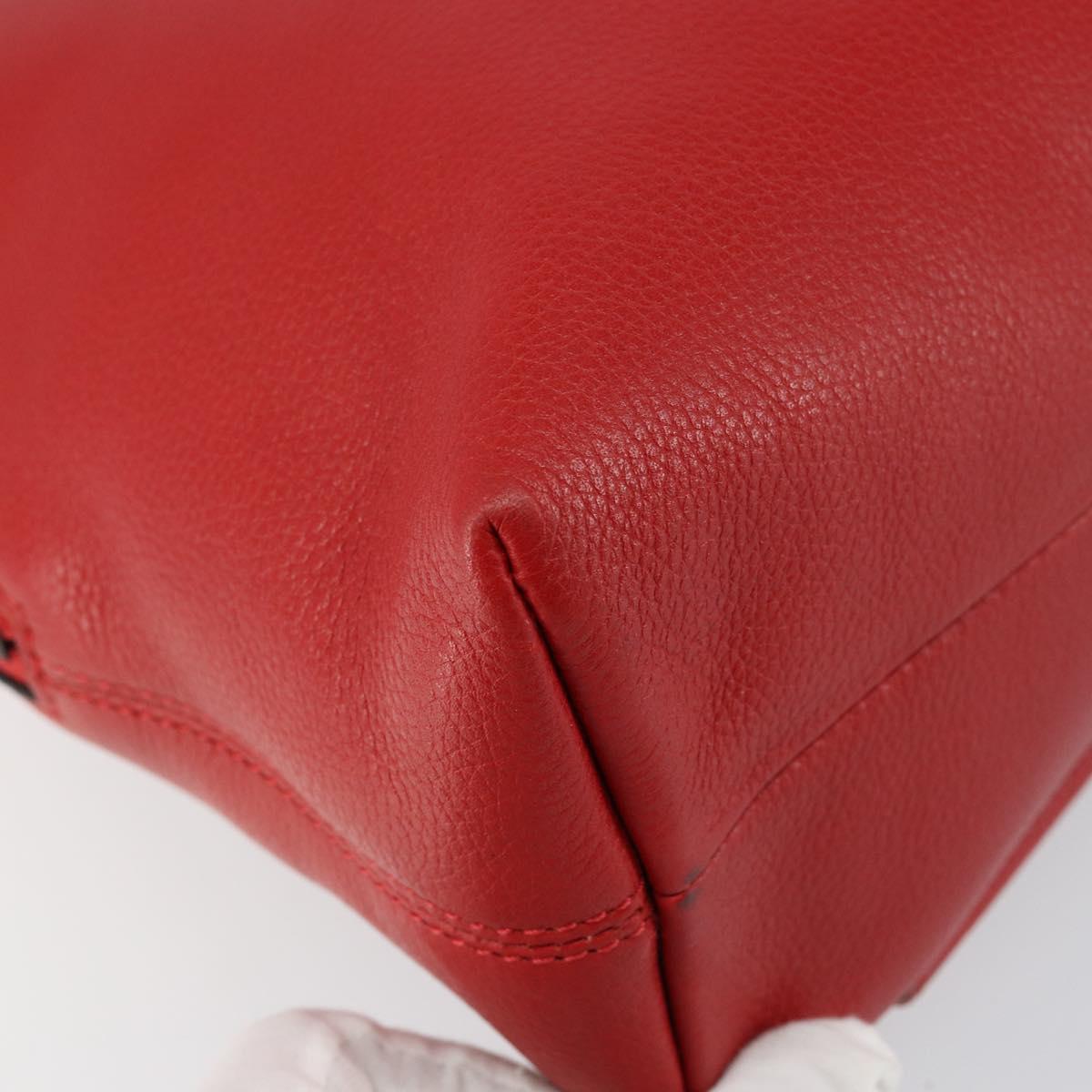 CELINE Circle Hand Bag Leather 2way Red Auth 145769