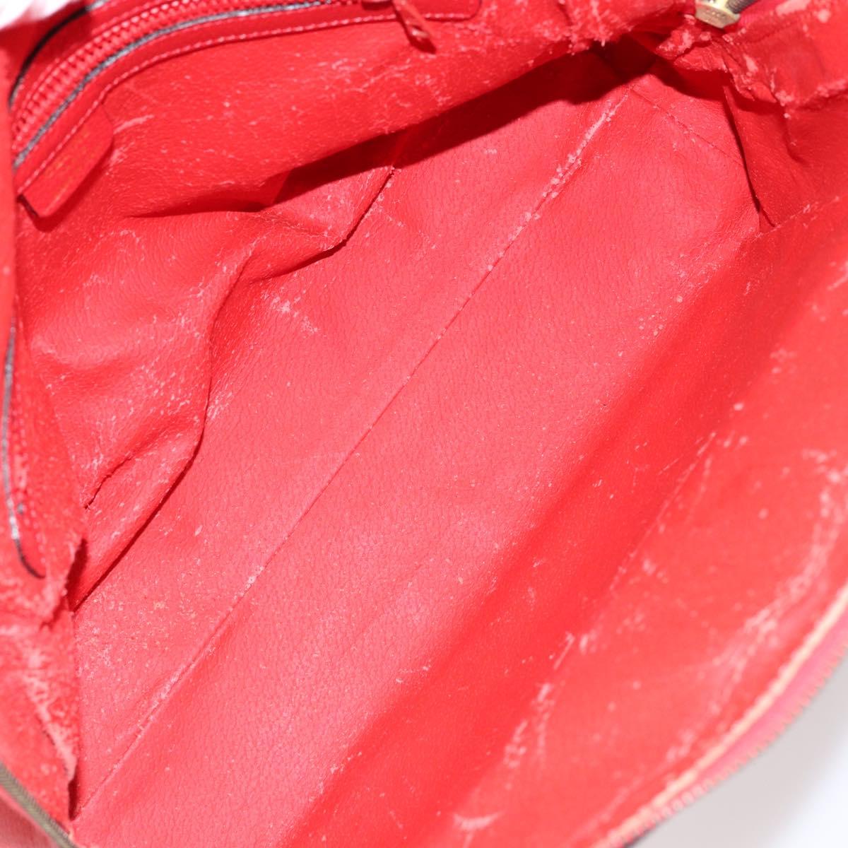 CELINE Circle Hand Bag Leather 2way Red Auth 145769