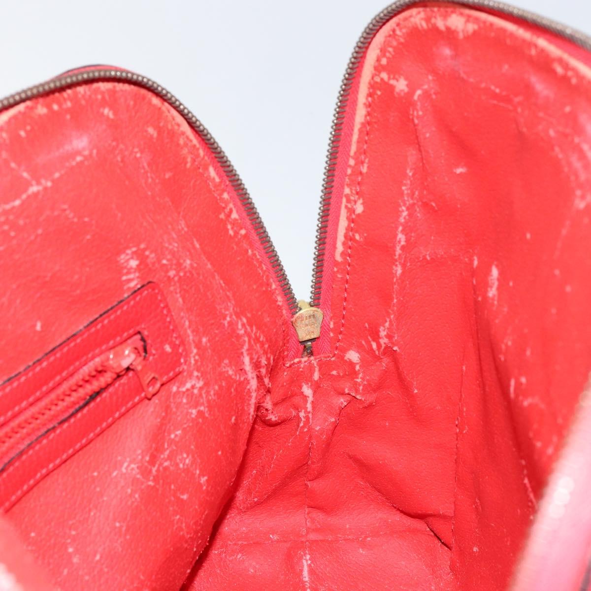 CELINE Circle Hand Bag Leather 2way Red Auth 145769