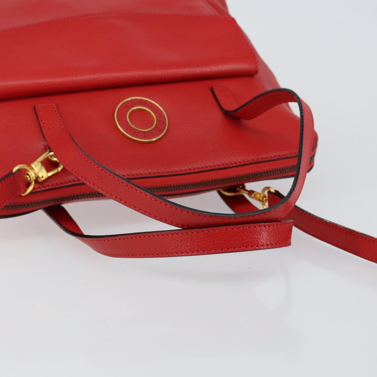 CELINE Circle Hand Bag Leather 2way Red Auth 145769