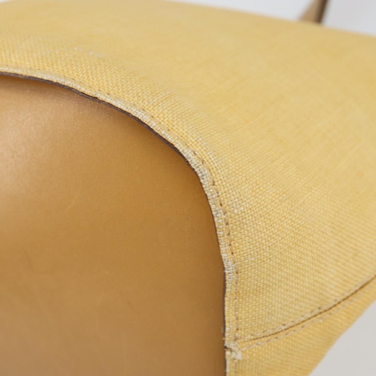 CELINE Circle Shoulder Bag Canvas Leather Beige Auth 145770