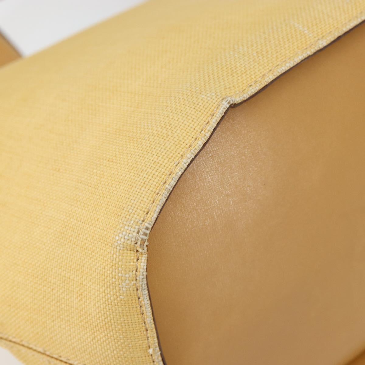 CELINE Circle Shoulder Bag Canvas Leather Beige Auth 145770