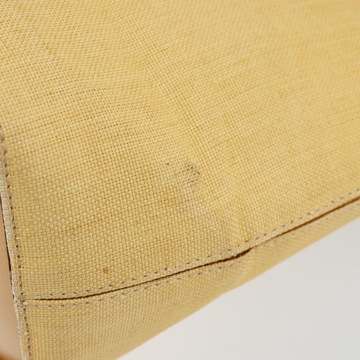 CELINE Circle Shoulder Bag Canvas Leather Beige Auth 145770