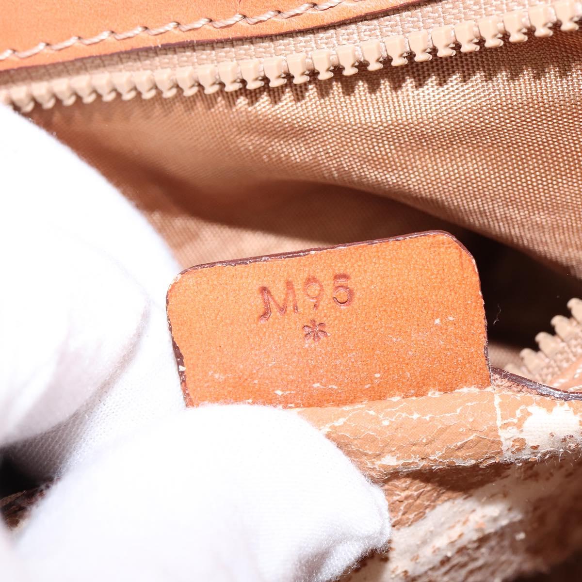 CELINE Macadam Canvas Shoulder Bag PVC Leather Brown Gold Auth 145772