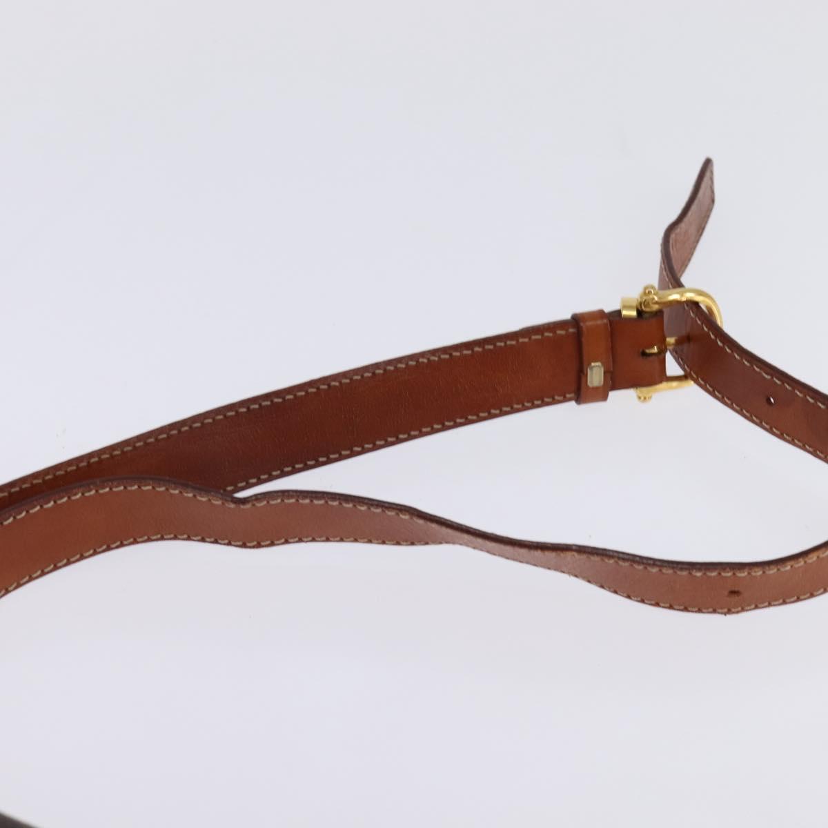 CELINE Macadam Canvas Shoulder Bag PVC Leather Brown Gold Auth 145772