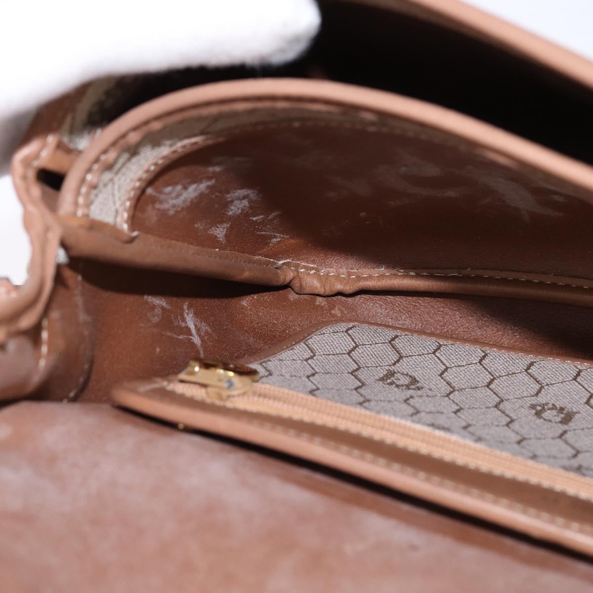 Christian Dior Honeycomb Canvas Shoulder Bag PVC Beige Gold Auth 145774