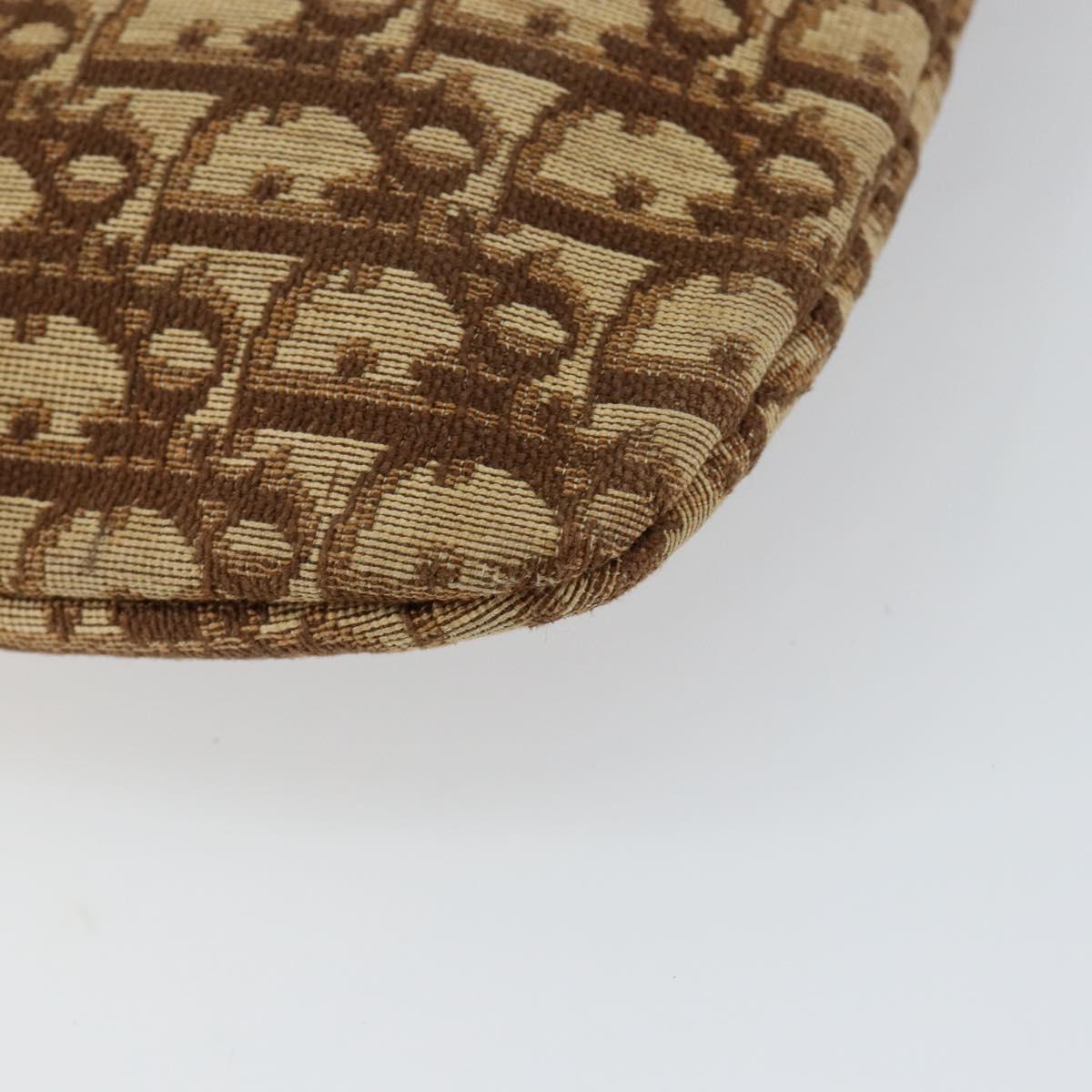 Christian Dior Trotter Canvas Tote Bag Brown Gold Auth 145775