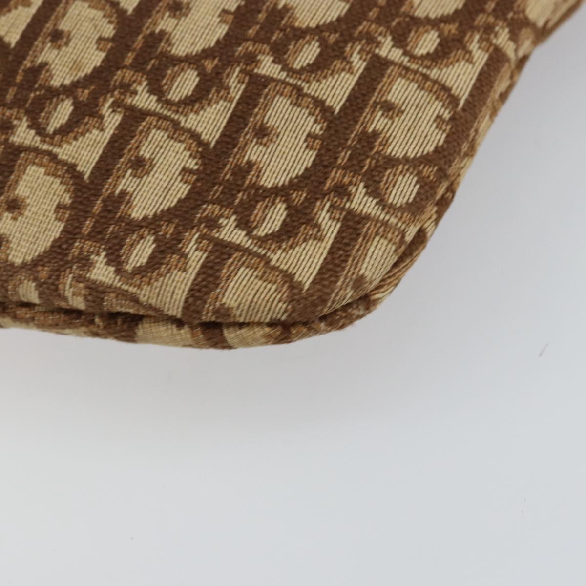 Christian Dior Trotter Canvas Tote Bag Brown Gold Auth 145775