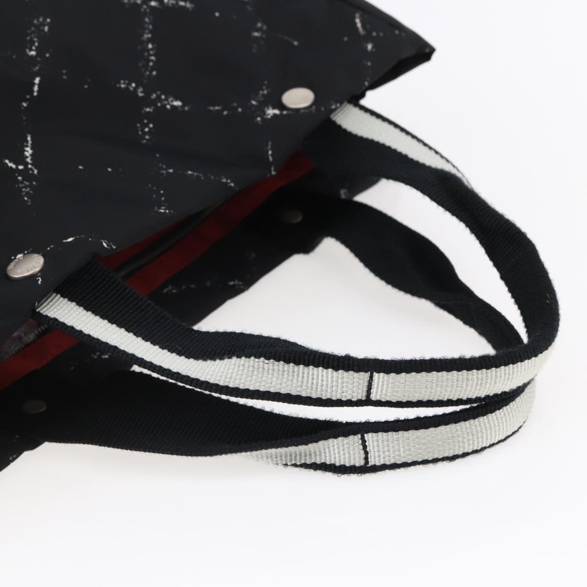 CHANEL Travel line Tote Bag Nylon Black White CC Auth 145777