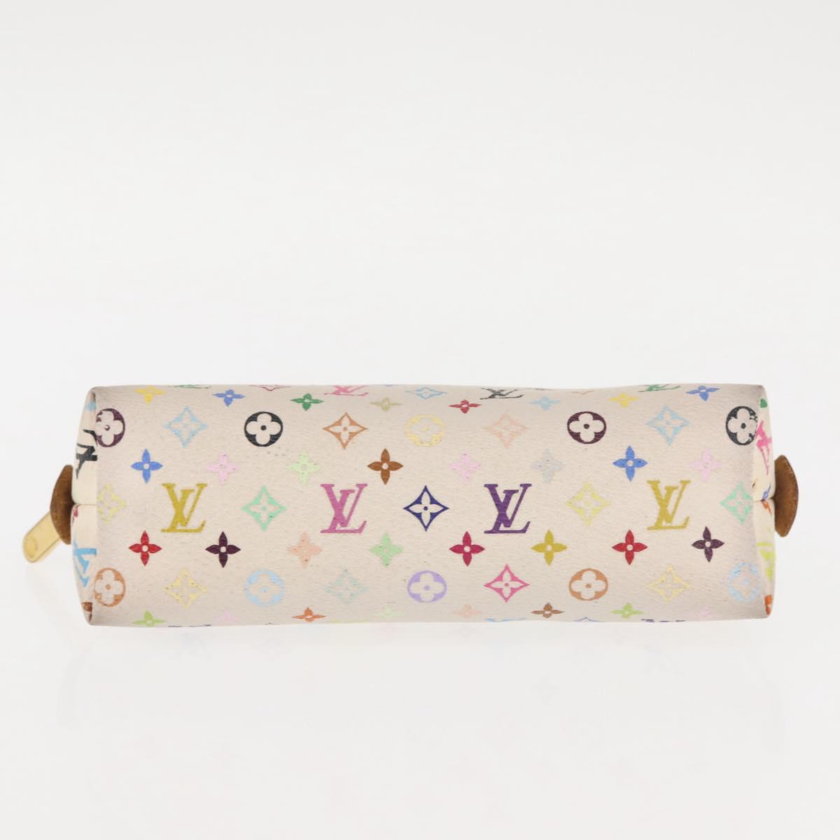 LOUIS VUITTON Multicolor Pochette Cosmetic PM Pouch White M47354 LV Auth 145783