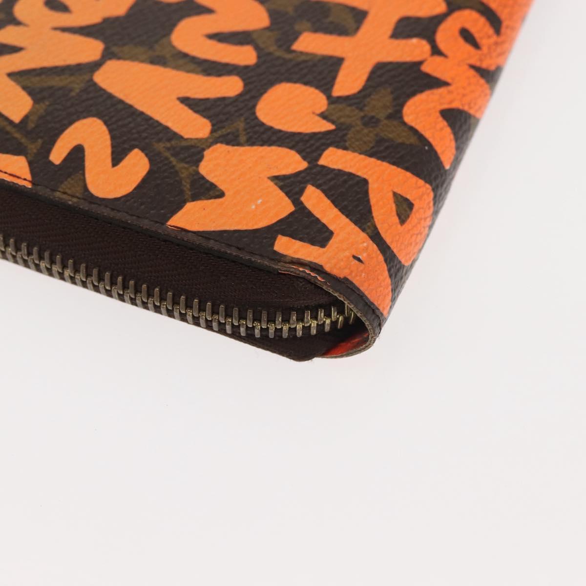 LOUIS VUITTON Monogram Graffiti Zippy Wallet Long Orange M93711 LV Auth 145791