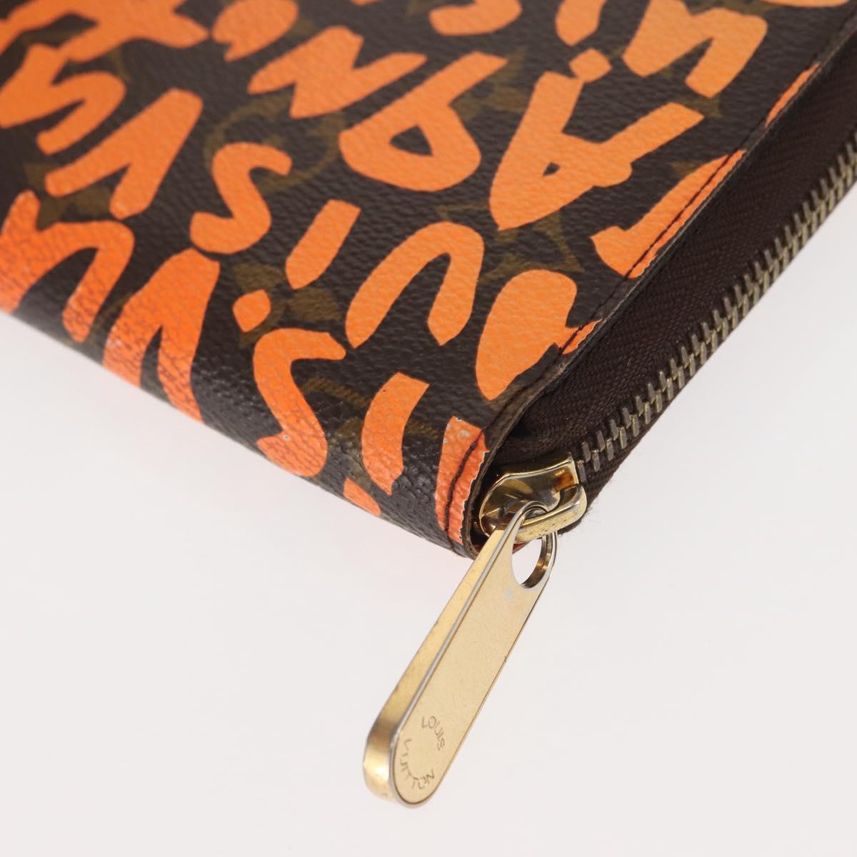 LOUIS VUITTON Monogram Graffiti Zippy Wallet Long Orange M93711 LV Auth 145791