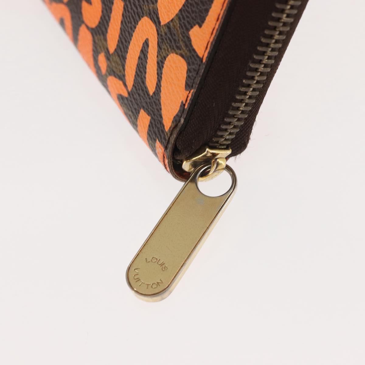 LOUIS VUITTON Monogram Graffiti Zippy Wallet Long Orange M93711 LV Auth 145791