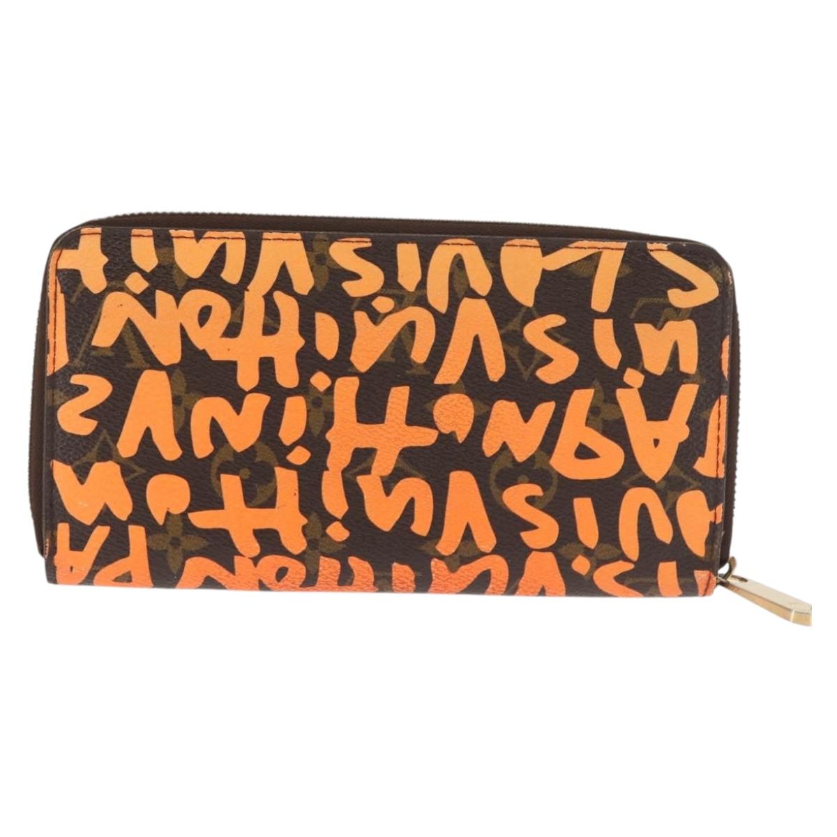 LOUIS VUITTON Monogram Graffiti Zippy Wallet Long Orange M93711 LV Auth 145791