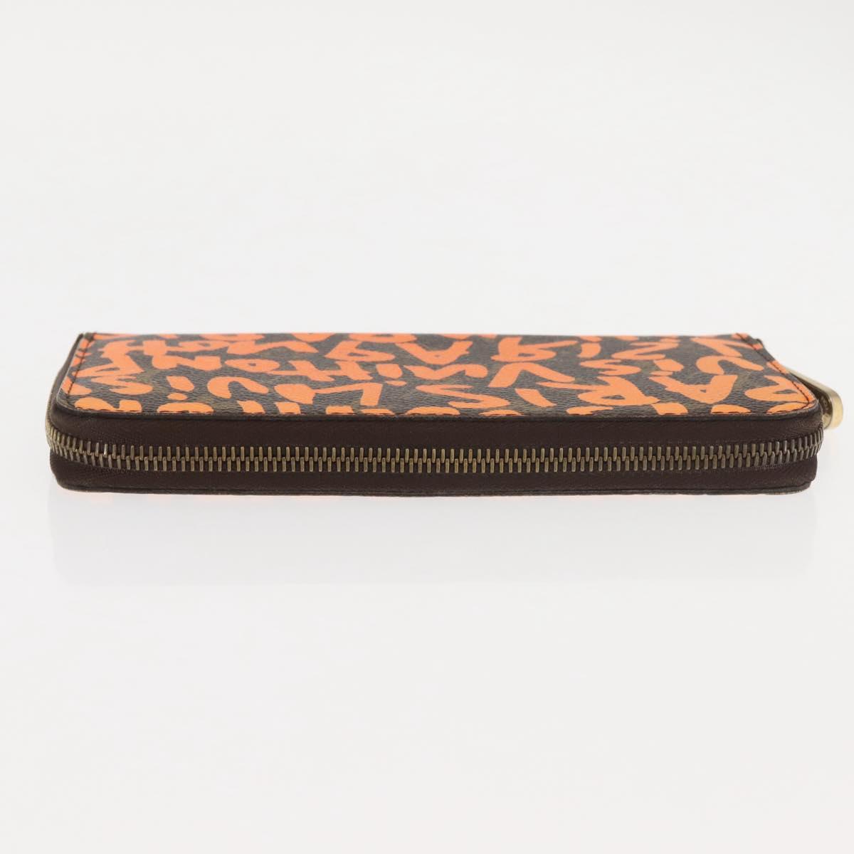 LOUIS VUITTON Monogram Graffiti Zippy Wallet Long Orange M93711 LV Auth 145791