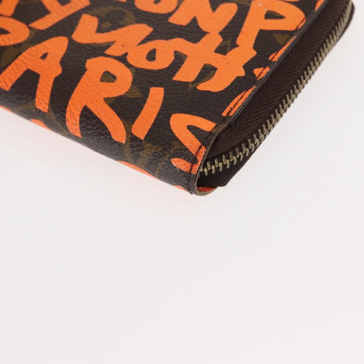LOUIS VUITTON Monogram Graffiti Zippy Wallet Long Orange M93711 LV Auth 145791