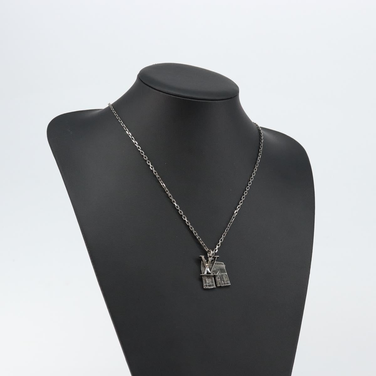 LOUIS VUITTON Collier Arc LV Printed Initials City Necklace M68262 Auth 145795