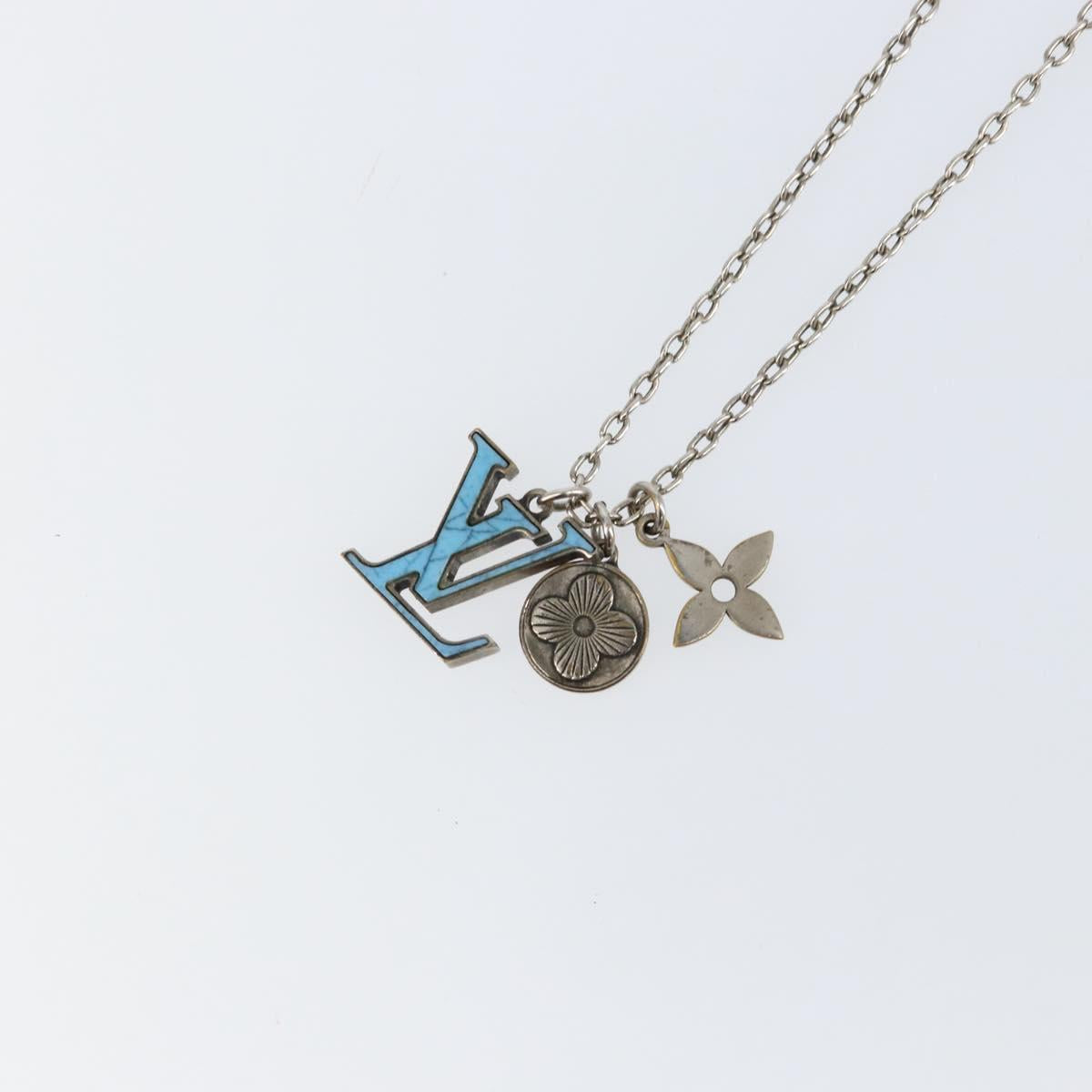 LOUIS VUITTON Collier LV Printed Initials Turquoise Necklace M68904 Auth 145796
